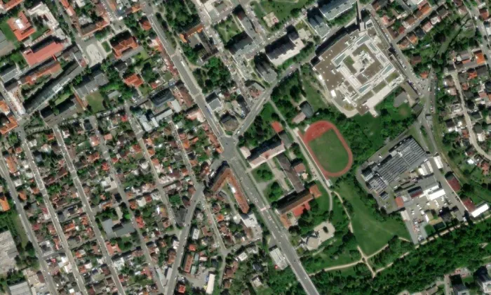 Procházkova vila – letecký pohled