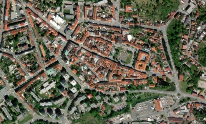Radnice (Slaný) – letecký pohled