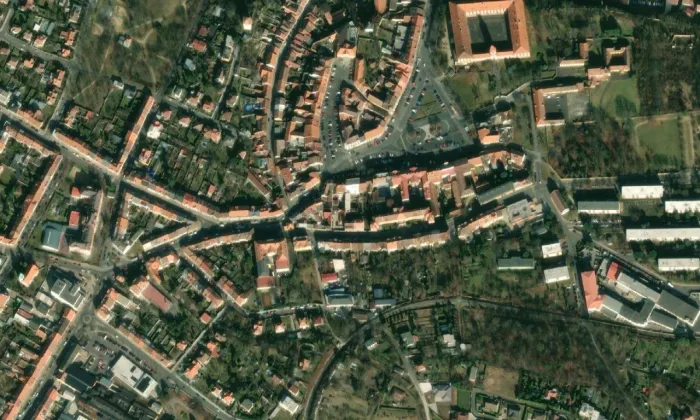 Radnice v Roudnici nad Labem – letecký pohled