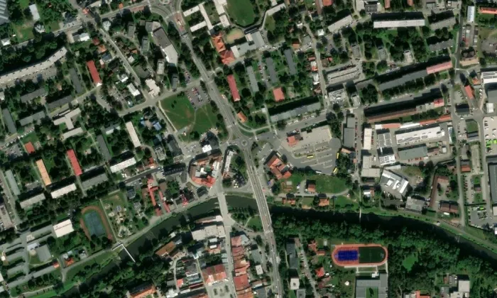 Radnice ve Valašském Meziříčí – letecký pohled