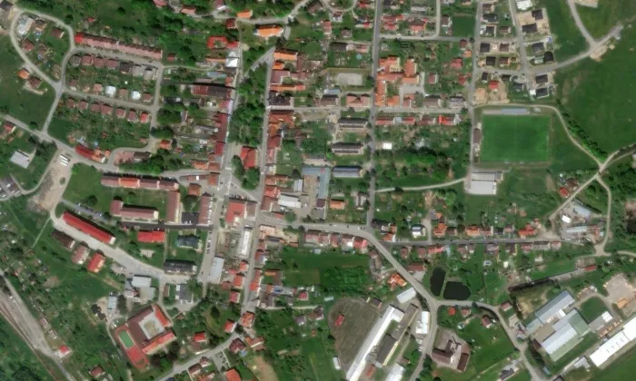 Rodný dům Adalberta Stiftera – letecký pohled
