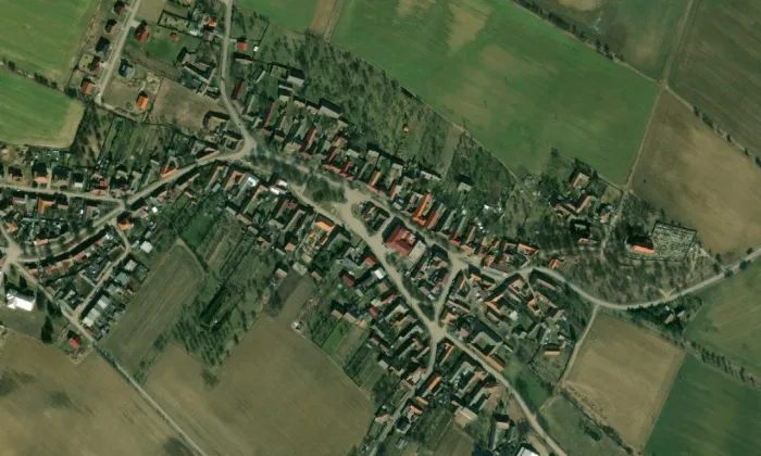 Rodný dům Bedřicha Václavka – letecký pohled