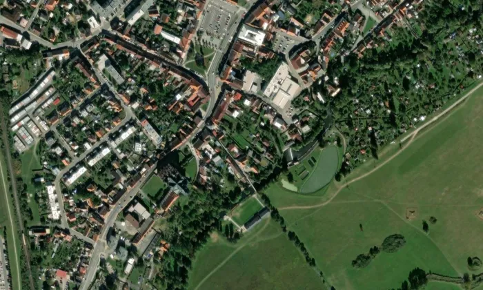 Rodný dům Josefa Hlávky – letecký pohled