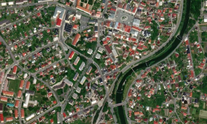 rodný dům Sigmunda Freuda – letecký pohled