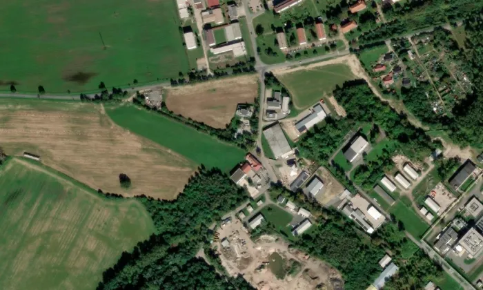 Rodný dům Václava Veverky – letecký pohled