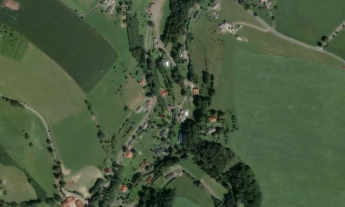 Sbor Českých bratří v Kunvaldu – letecký pohled