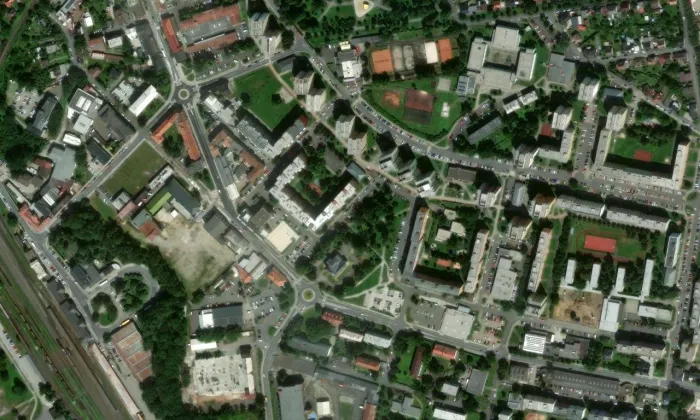 Sekerova vila – letecký pohled