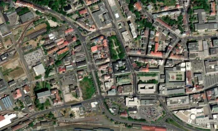 Severočeské divadlo opery a baletu – letecký pohled