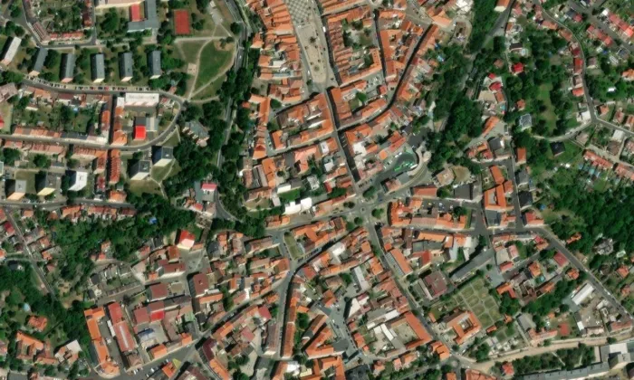 sladovna v Žatci – letecký pohled