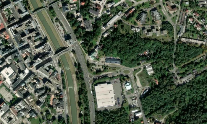 Slezskoostravská radnice – letecký pohled