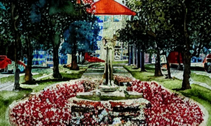 Smetanovy sady (Karlovy Vary) – akvarel