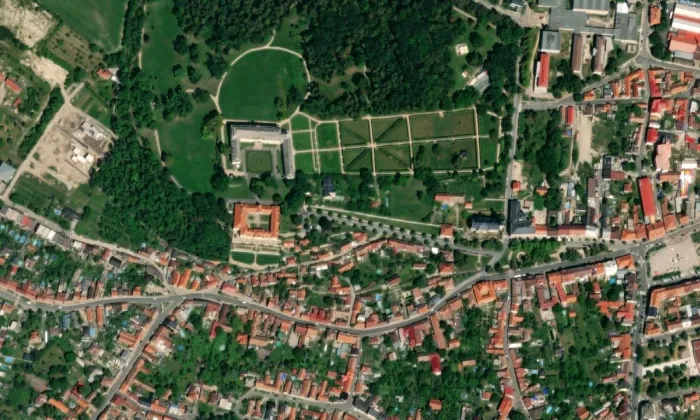 Socha svatého Floriána (Lysá nad Labem) – letecký pohled