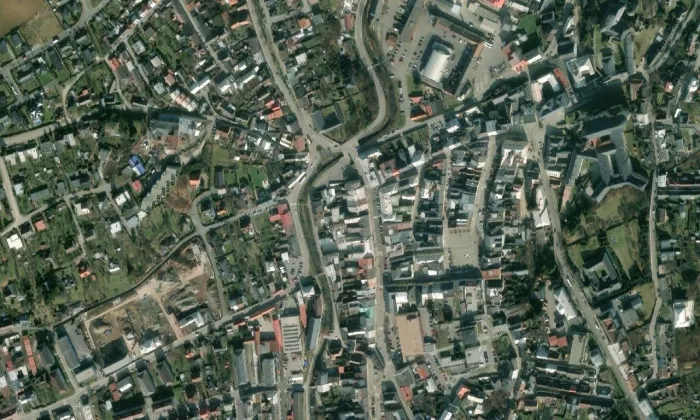 Socha svatého Jana Nepomuckého (Šternberk) – letecký pohled