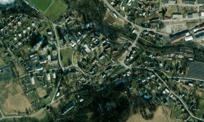 Socha svatého Jana Nepomuckého (Břidličná) – letecký pohled