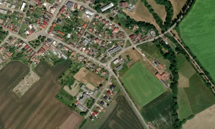 Socha svatého Jana Nepomuckého (Smidary) – letecký pohled
