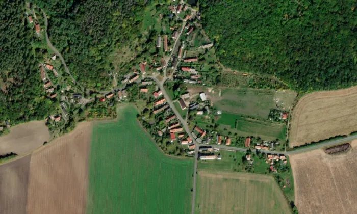Socha svatého Jana Nepomuckého (Studce) – letecký pohled