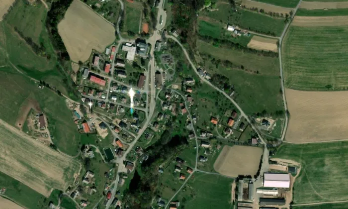Socha svatého Jana Nepomuckého (Výprachtice) – letecký pohled