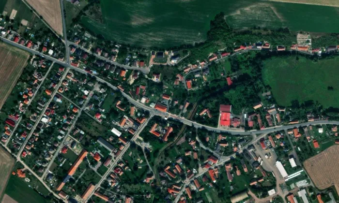 Socha svatého Jana Nepomuckého (Zaječice) – letecký pohled