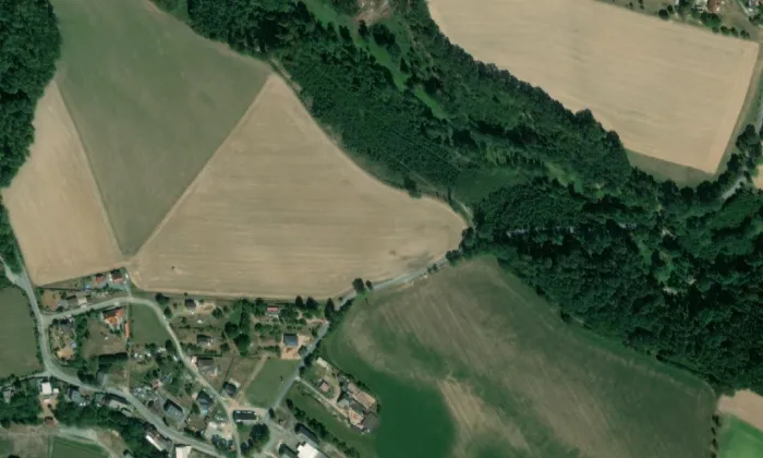Socha svatého Linharta – letecký pohled