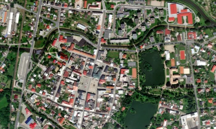 Sochova vila – letecký pohled