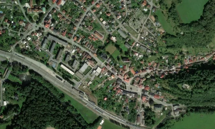 Sokolovna (Brandýs nad Orlicí) – letecký pohled