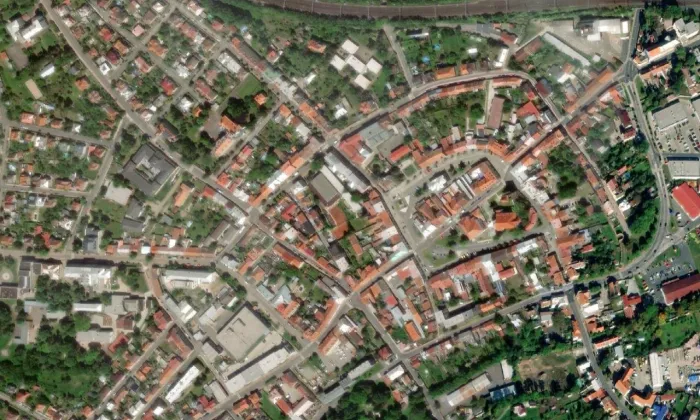 sokolovna Český Brod – letecký pohled