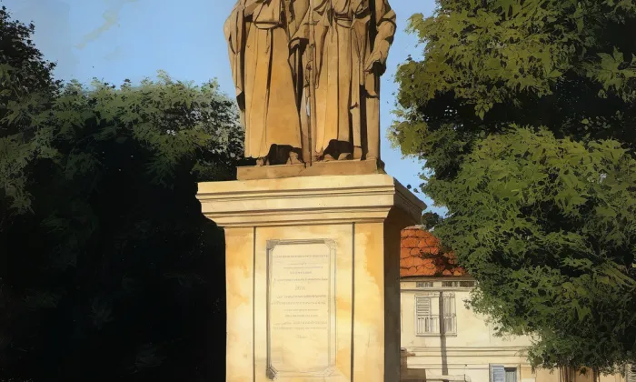 Sousoší svatého Cyrila a Metoděje – akvarel