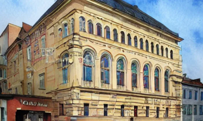 Společenský dům Bruntál – akvarel
