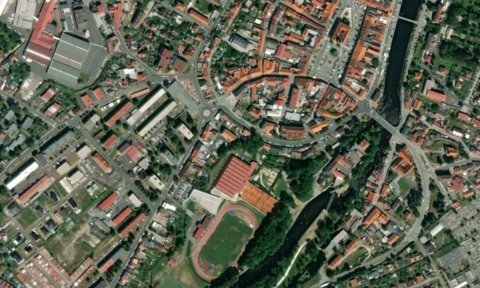 starý židovský hřbitov v Sušici – letecký pohled
