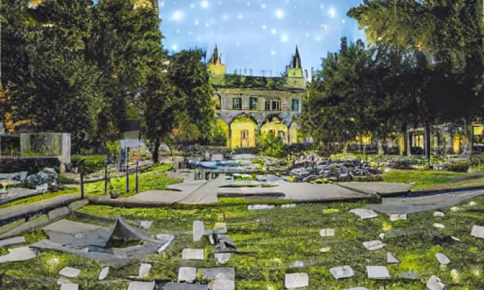 starý hřbitov v Lidicích – noc