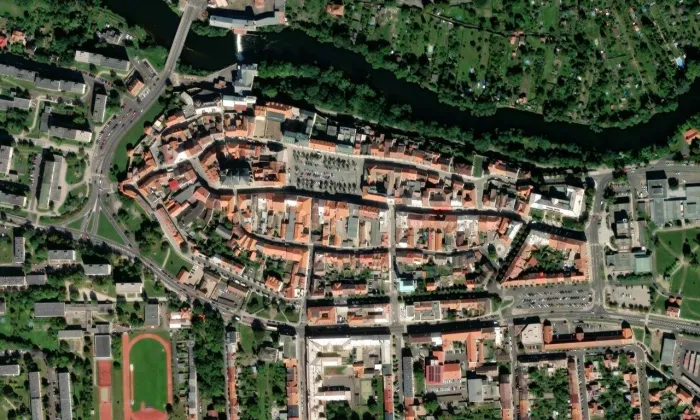 Stará radnice (Louny) – letecký pohled