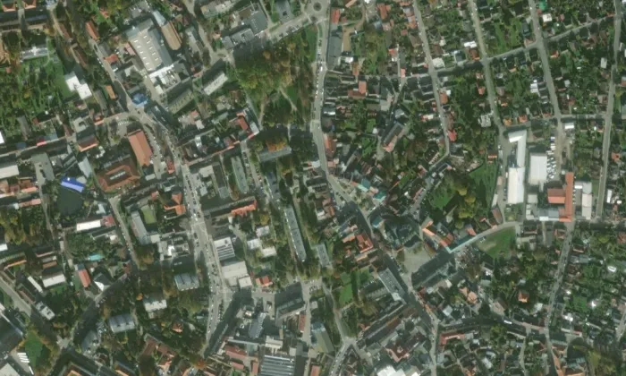 Stará radnice v Humpolci – letecký pohled