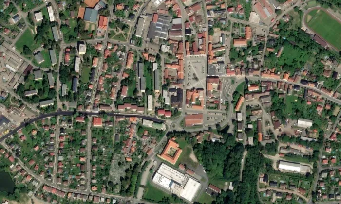stará radnice ve Voticích – letecký pohled