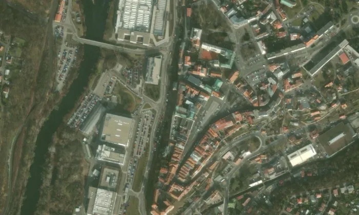 Stará vodárna v Mladé Boleslavi – letecký pohled