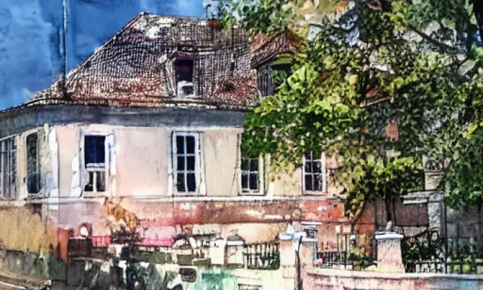 Starý zámek Neznašov – akvarel