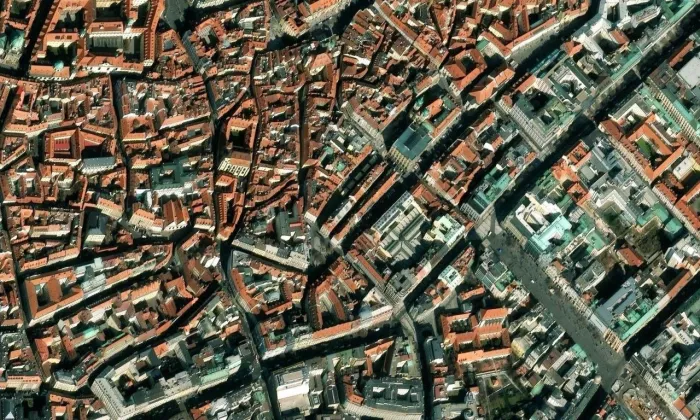 Staroměstská tržnice – letecký pohled
