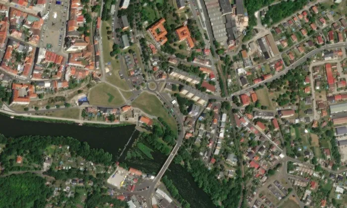 Steinkopfův mlýn – letecký pohled