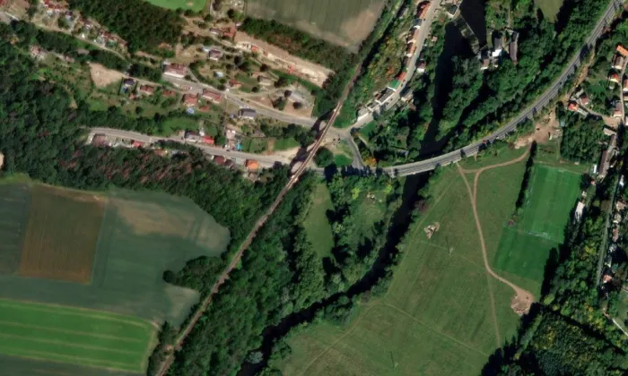 Stránovský viadukt – letecký pohled