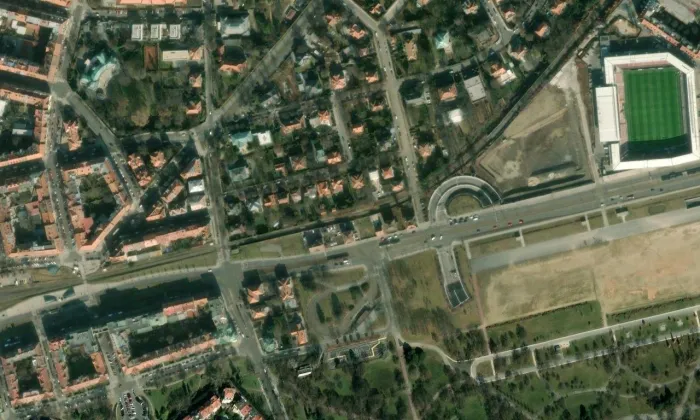 Suchardova vila (Bubeneč) – letecký pohled