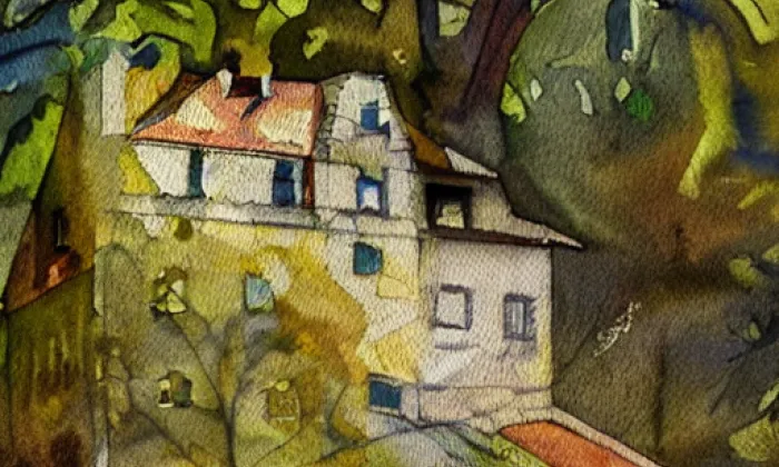 Sviňomazský hrádek – akvarel