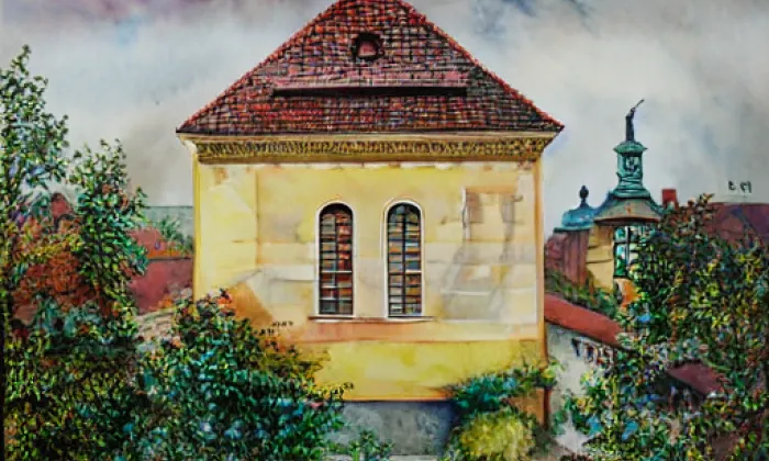 Synagoga v Novém Strašecí – akvarel