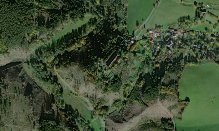 Třebel – letecký pohled
