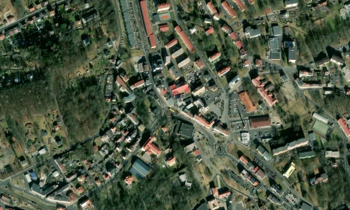 Tělocvična (Aš) – letecký pohled