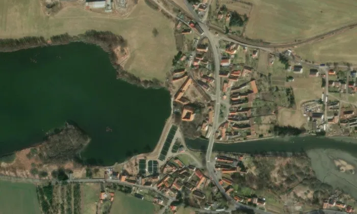 Tchořovice – letecký pohled