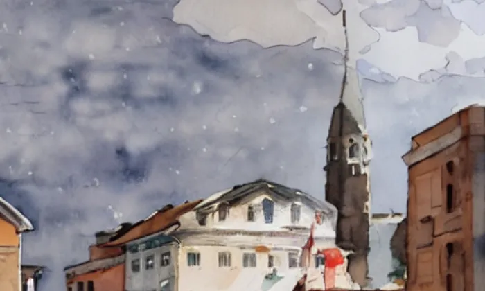 Telč – akvarel