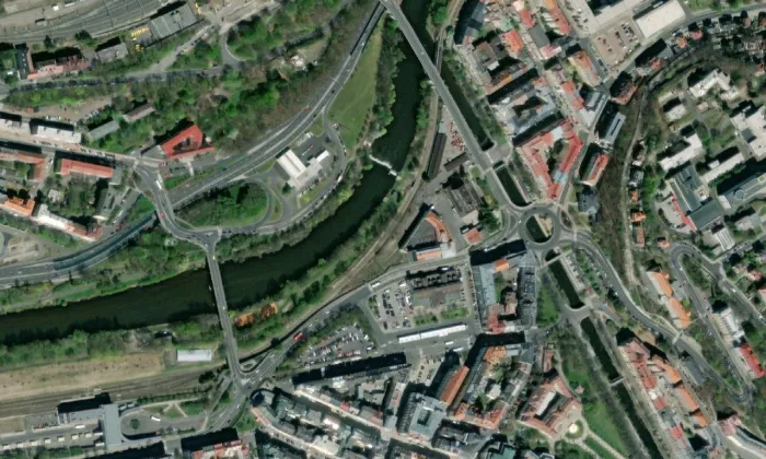 Tržnice (Karlovy Vary) – letecký pohled