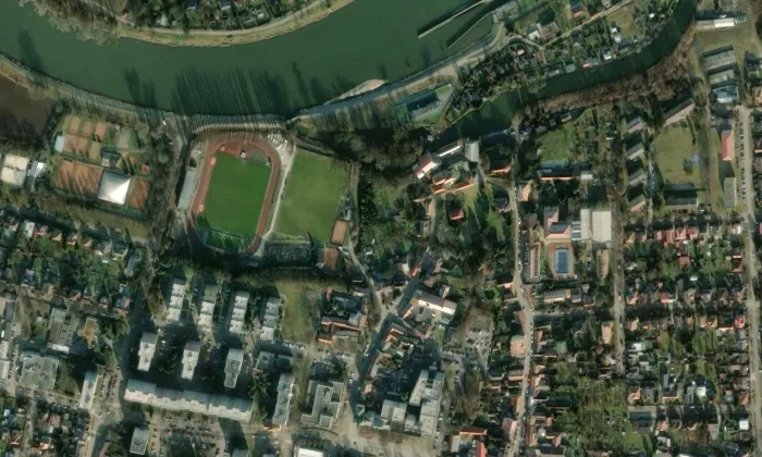 Tvrz Čelákovice – letecký pohled