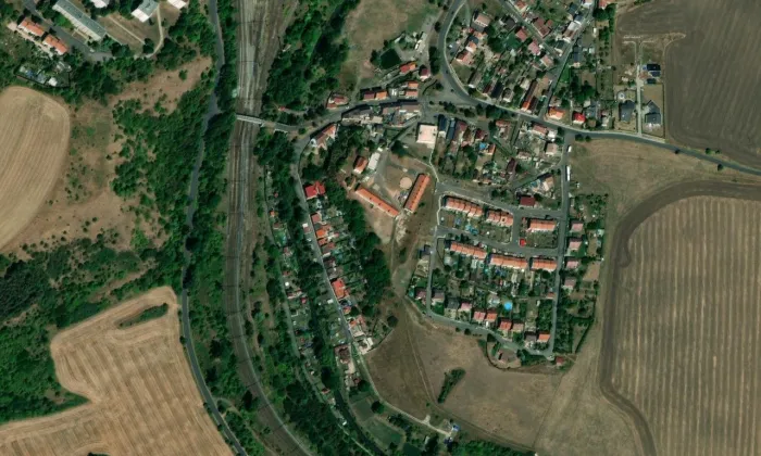 Tvrz v Patokryjích – letecký pohled