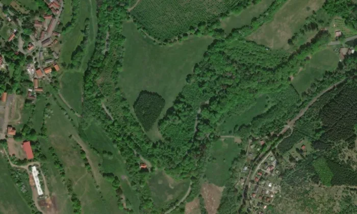 tvrziště Hradiště – letecký pohled