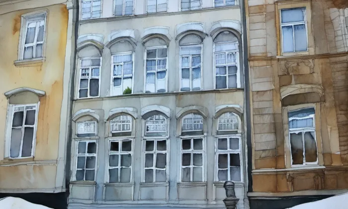U bílého lva – akvarel